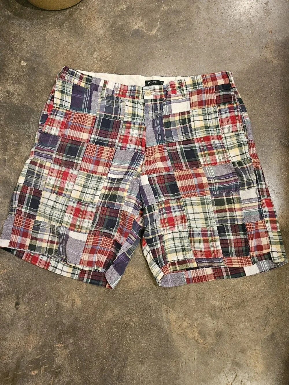 J Crew Mens 38 Madras Plaid Patchwork Shorts Classic 8